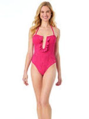 NWT ** CeCe La Vie A La Mer Textured Bandeau One Piece Swimsuit ** Size 6